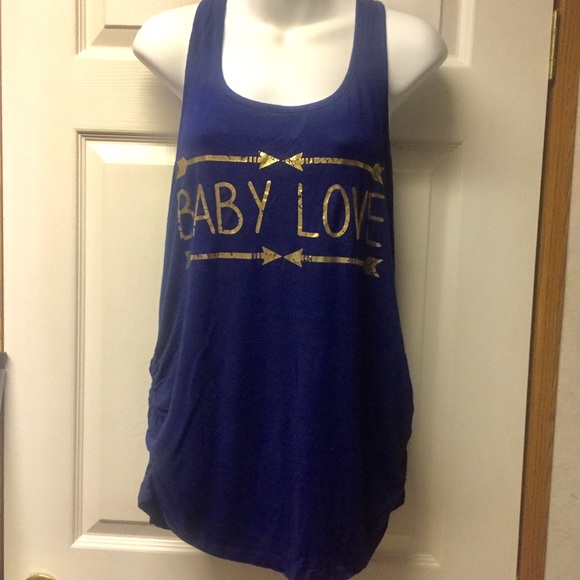 Tops - Blue Maternity Tank Top BABY LOVE